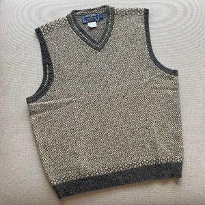 Polo Ralph Lauren Polo Sport Men's Brown Birdseye Wool & Silk Vest Size Large